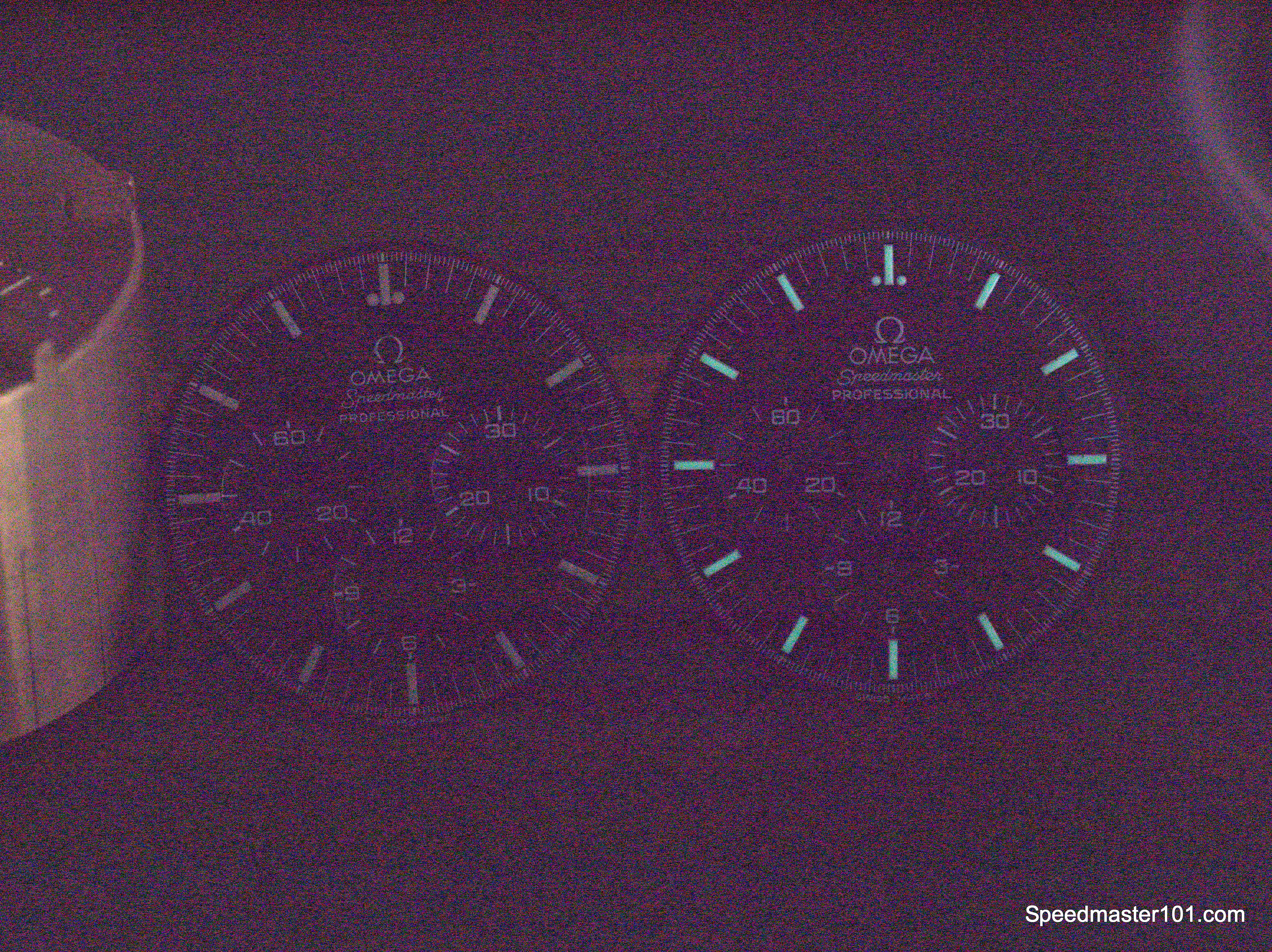 This shot was taken after switching off the lights, without changing the camera settings. The bright marks easily give away the superluminova