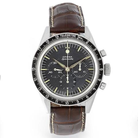 Lot 66Ω Y Omega. A stainless steel manual wind chronograph wristwatch Speedmaster, Ref:2998-3, Movement No.17762911, Circa 1960 £4,600 - 5,400 US$ 7,000 - 8,200